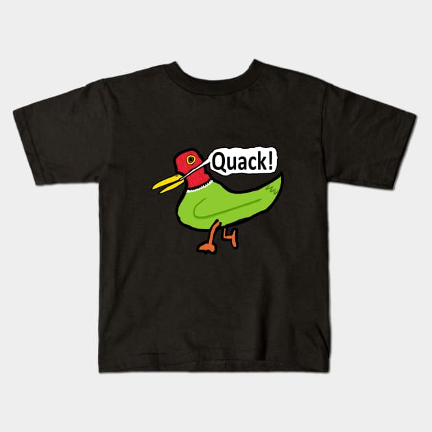 Funny Duck Quacking Kids T-Shirt by Mark Ewbie